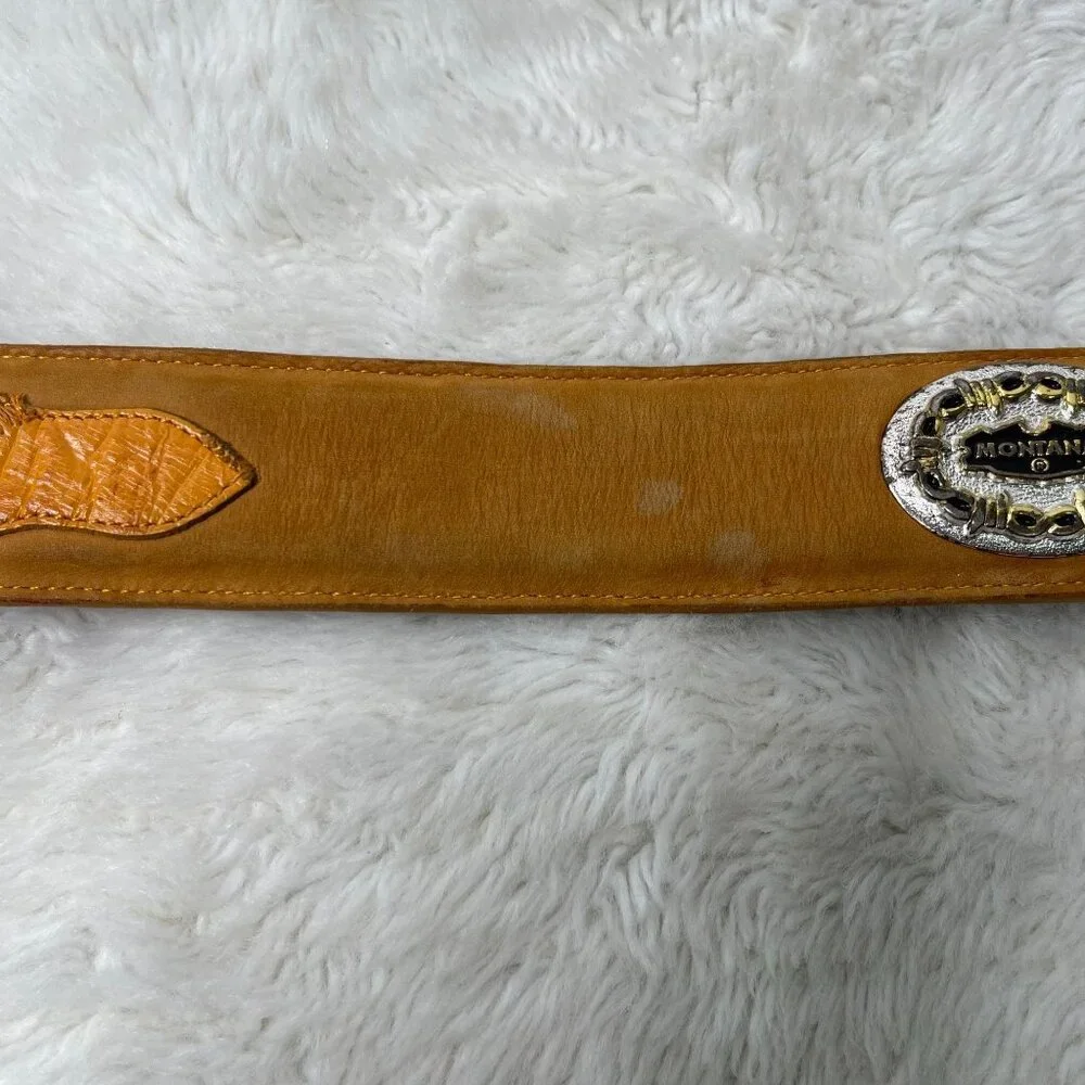 MONTANA Women's Tan Leather Cowboy Belt Size 32